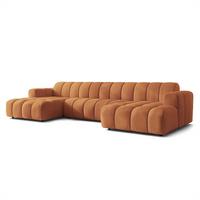 WOHNLANDSCHAFT AENIS Orange Strukturstoff - Orange, Holz (398/85/165cm) - MASSENO