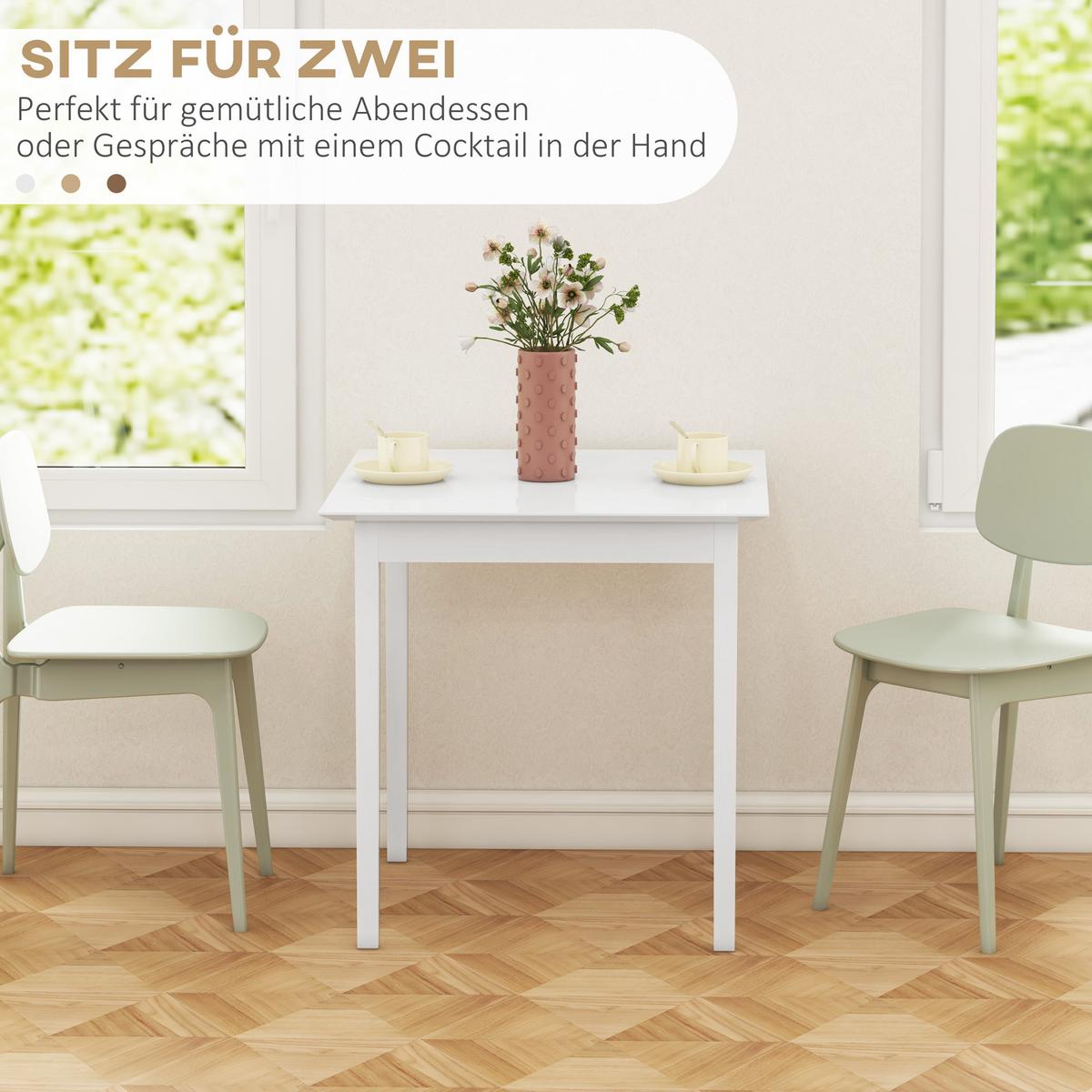 ESSTISCH Küchentisch Quadratischer Esszimmertisch für 2 Personen Holz Weiß - Weiß, Holz (75/75/76cm) - HOMCOM
