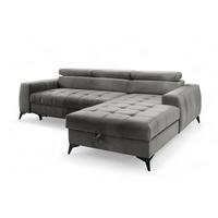 ECKSOFA L Form Arkucio Mini Grau 260/200/95 cm Rechts mit Schlaffunktion - Schwarz/Grau, Textil/Metall (260/200cm) - AX Living