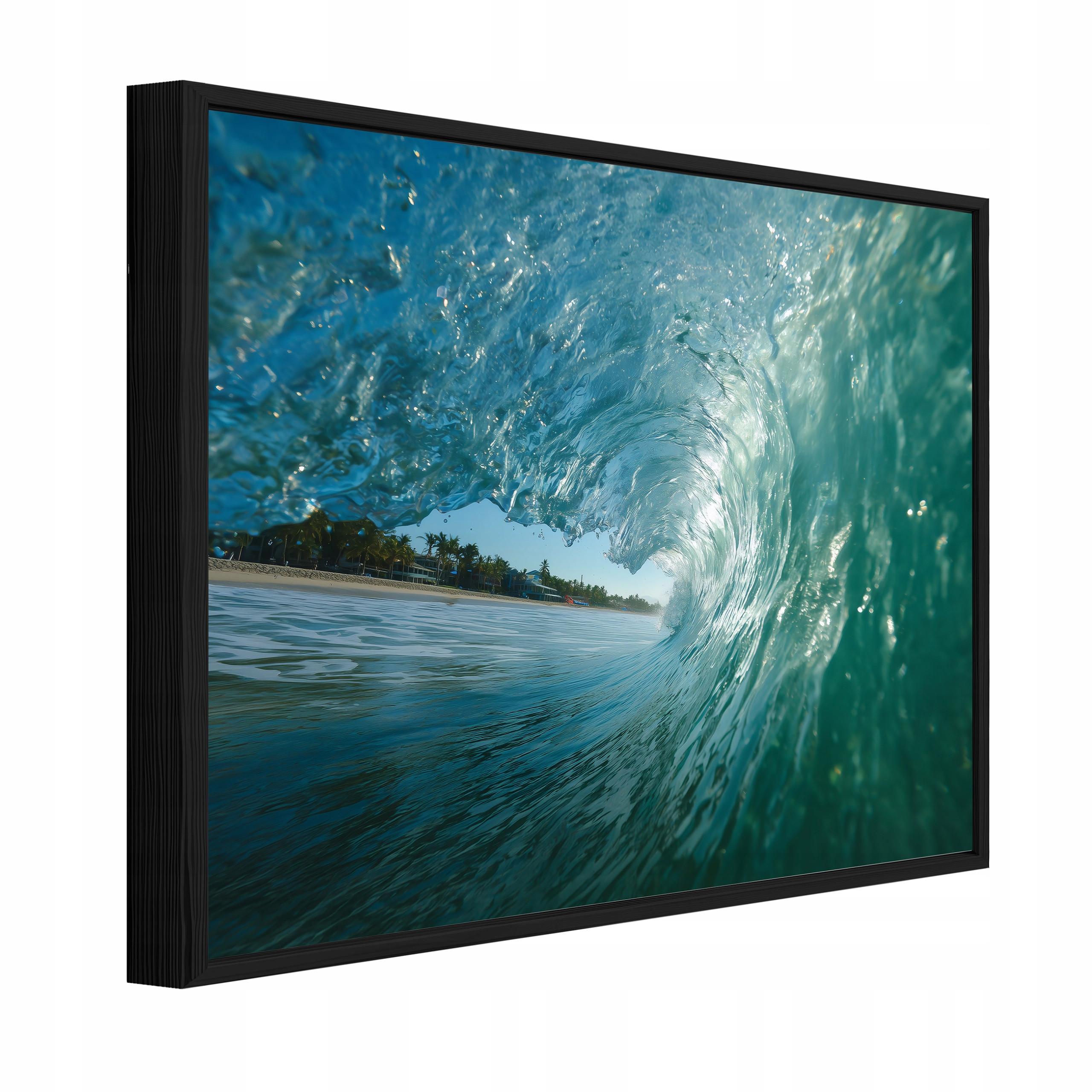 BILDER mit Rahmen Meer Wellen Blau 120x80 cm - Multicolor, Holzwerkstoff (120/80cm) - Wallarena