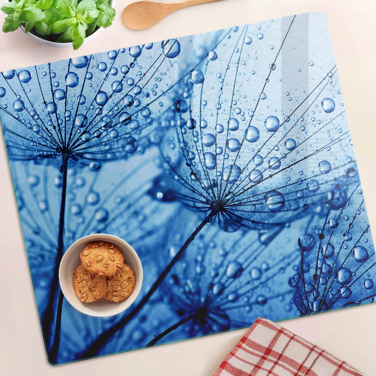 GLASPLATTE 60x52 cm Löwenzahn - Blau, Glas (60/0.4/52cm) - TULUP