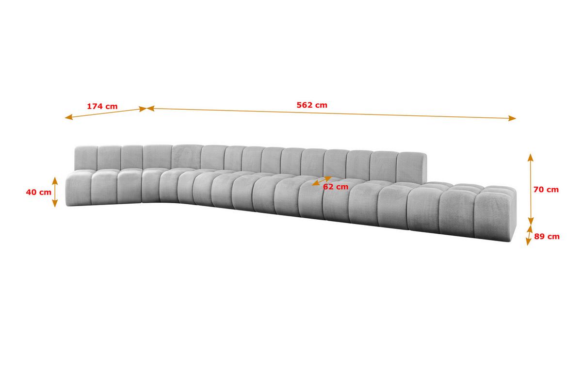ECKSOFA modulares Sofa Brilo-L3 - 562x174x70 cm Grau - Hellgrau, Holzwerkstoff/Textil (562/174cm) - ALTDECOR