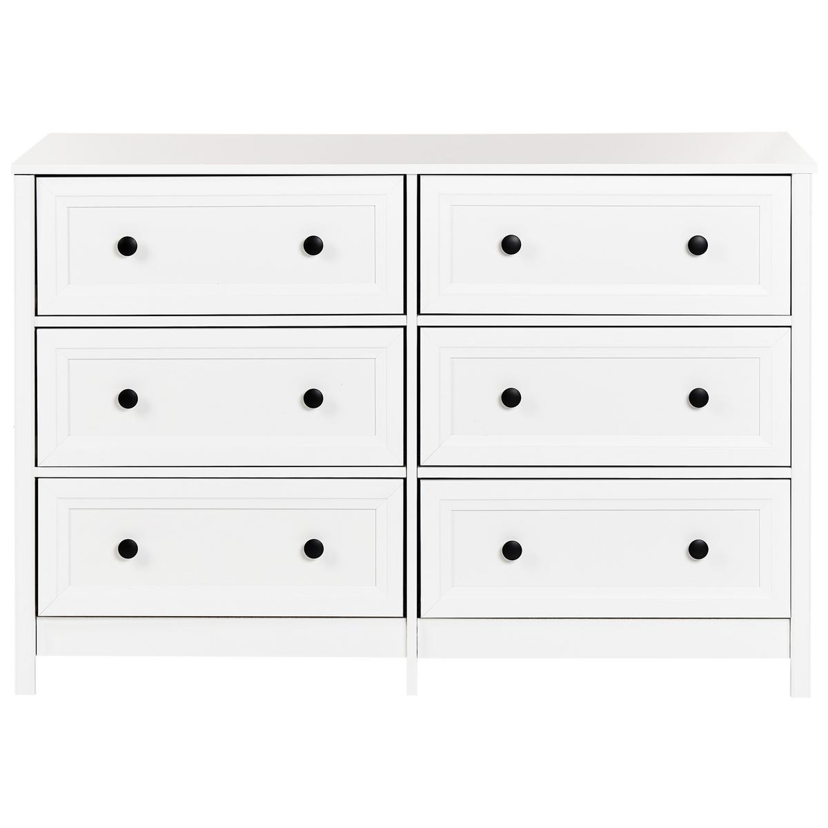KOMMODE mit 6 Schubladen Weiß Hazelvale - Weiß, Holzwerkstoff (120/80/45cm) - Beliani