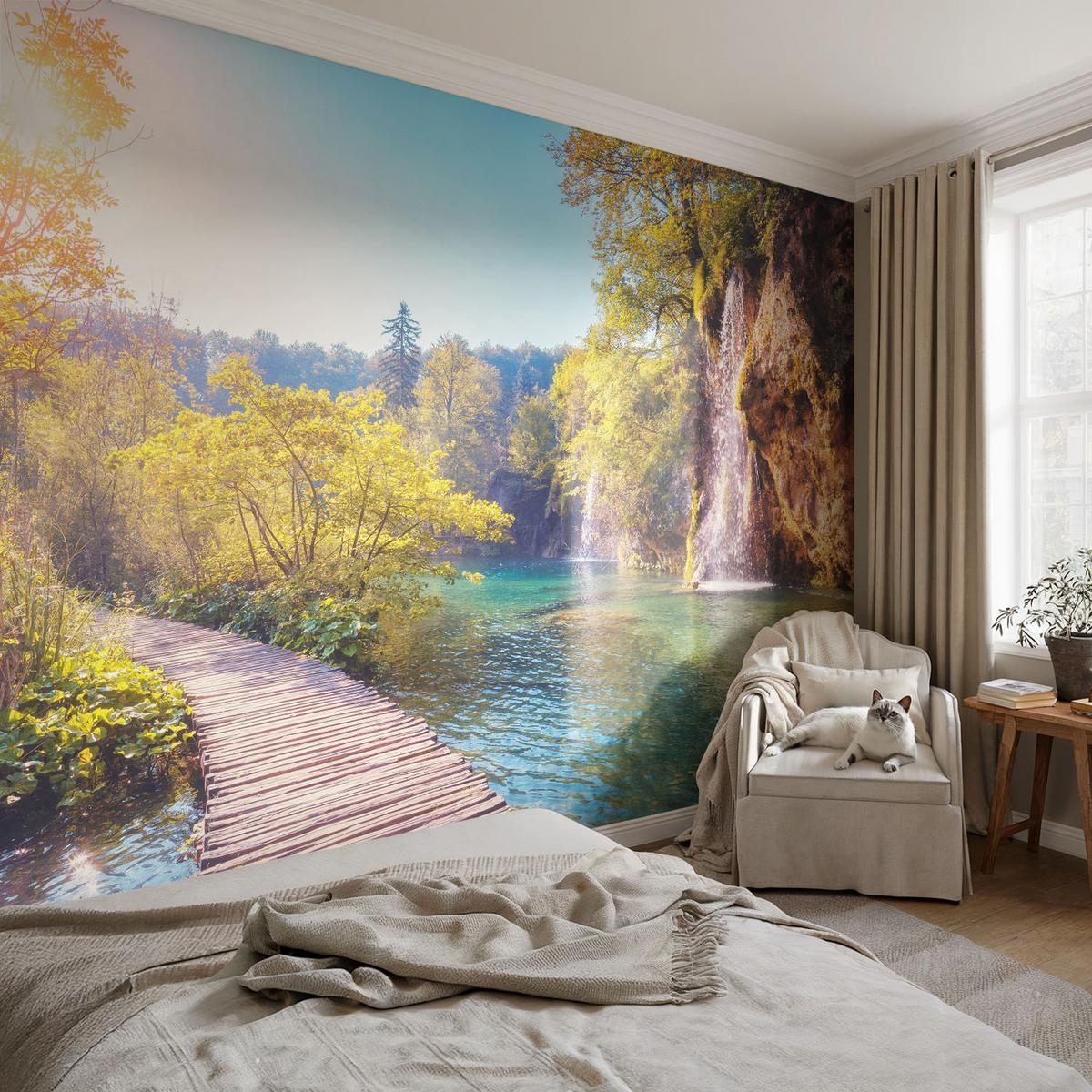 FOTOTAPETE 208x146 cm - Naturlandschaft - Grün, Textil (208/146cm) - Wallfluent