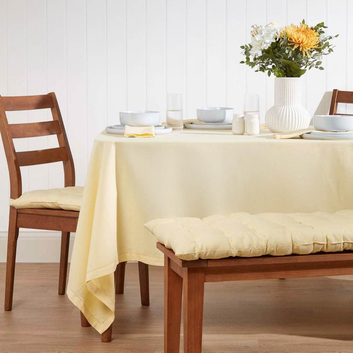TISCHDECKE creme 137/137 cm, 100% Baumwolle - Creme, Textil (137/137cm) - Homescapes