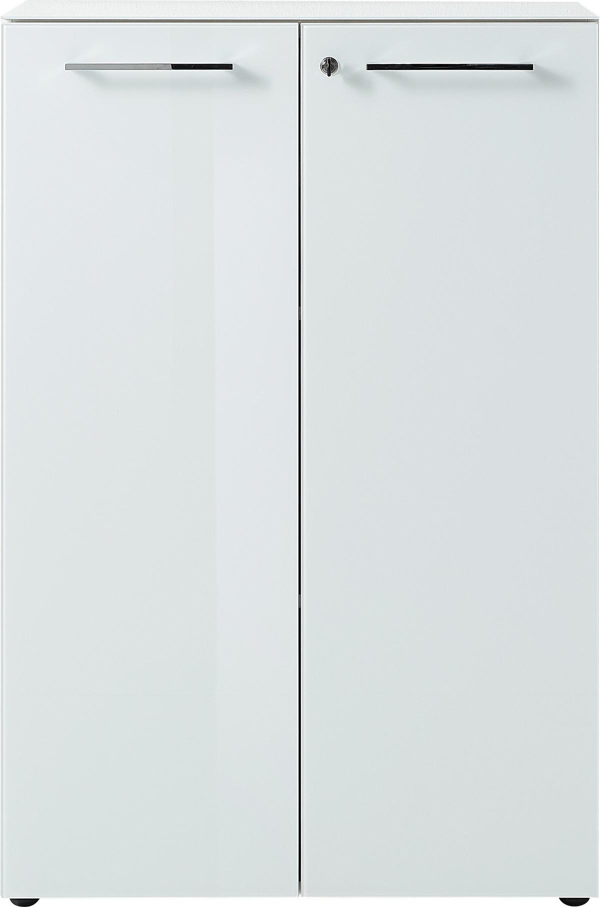 AKTENSCHRANK "Muenchen" Glasfront Soft-Close Abschließbar, Weiß 80x37x120cm - Weiß, Holzwerkstoff/Metall (80/120/37cm) - KADIMA DESIGN