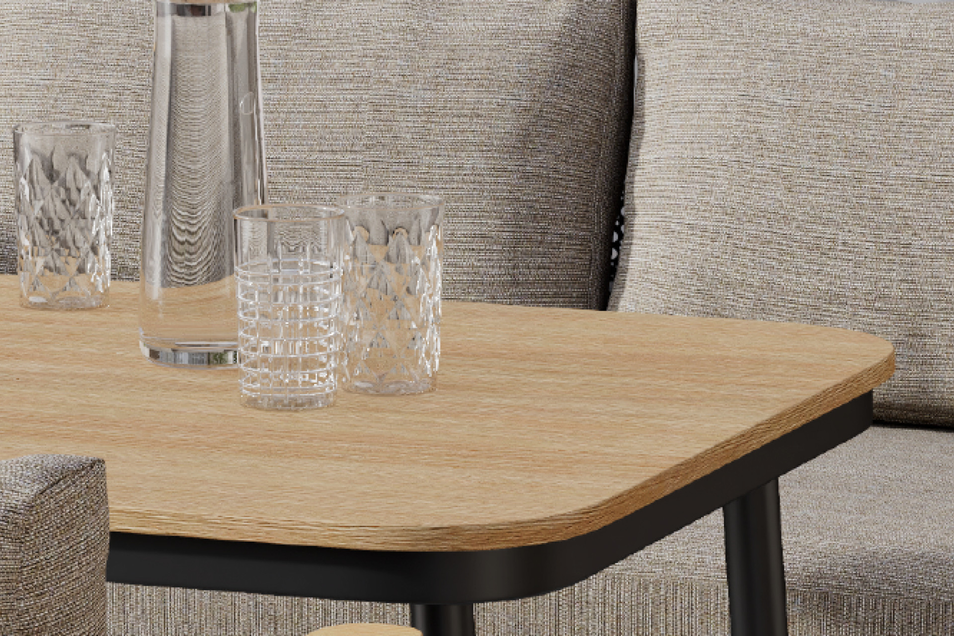 Dining-Loungeset Tisch Schwarz Aluminium pulverbeschichtet Tischplatte Birnbaumfarben Polywood matt