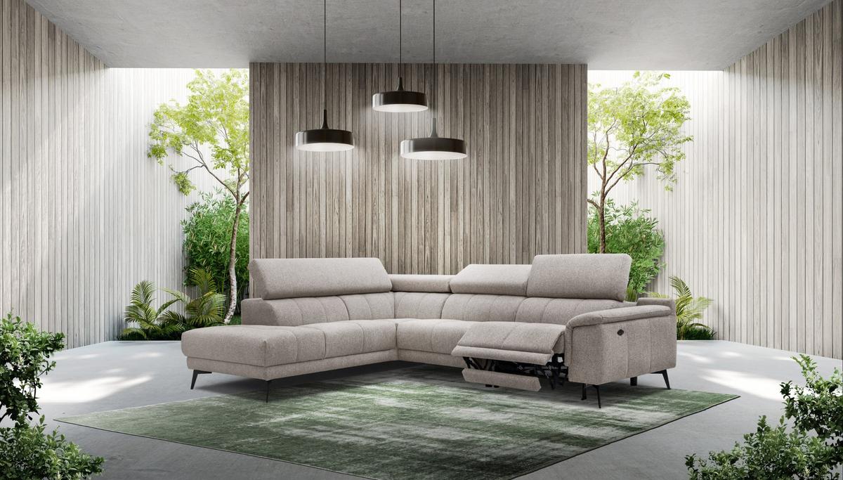 ECKSOFA FIERO 5-Sitzer mit 1 Relaxfunktion, taupe - Taupe, Holzwerkstoff/Textil (228/290cm) - Wozimo