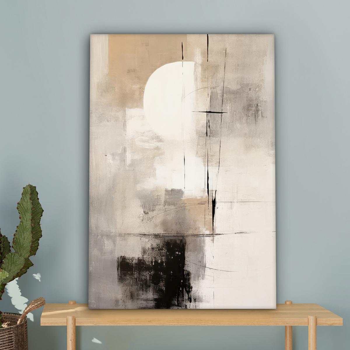 LEINWANDBILD Abstrakt - Kunst - Grau Wanddeko Schlafzimmer 60x90 cm - Hellgrau, Textil (60/90cm) - MuchoWow