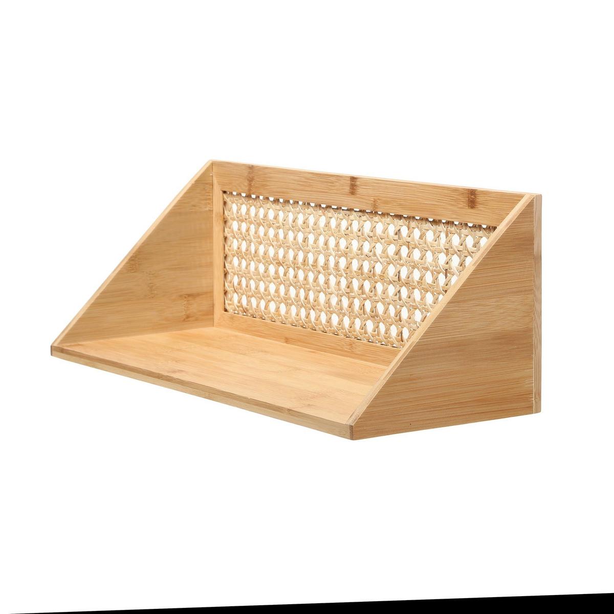 WANDREGAL aus Bambus und natürlichem Rattan - 50 cm - Eschefarben, Holzwerkstoff (15/15/32cm) - Calicosy
