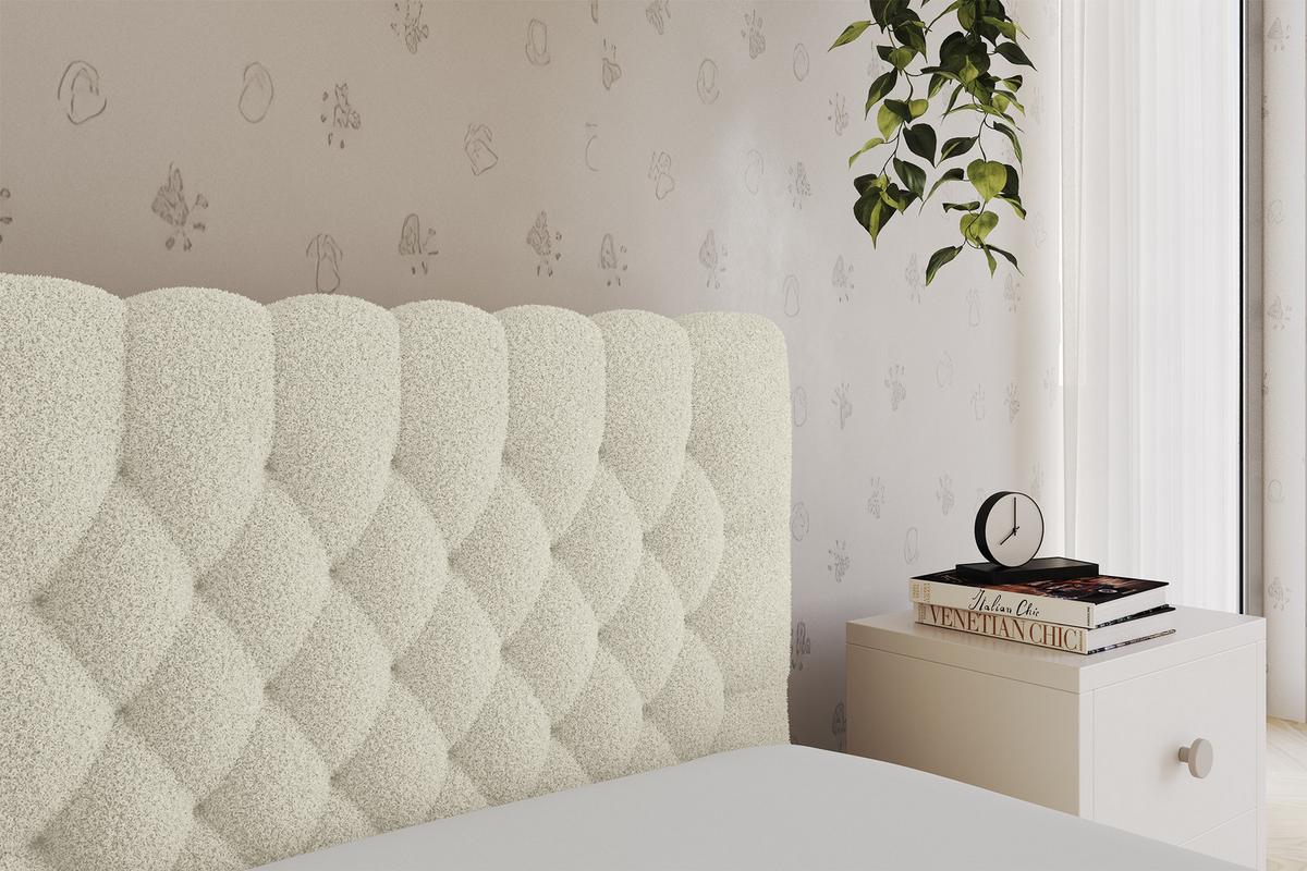 EINZELLBETT Jugendbett mit Bettkasten und Matratze H3/H4, Links - MULY 100x200 Beige - Champagner, Holzwerkstoff/Textil (100/200cm) - ALTDECOR