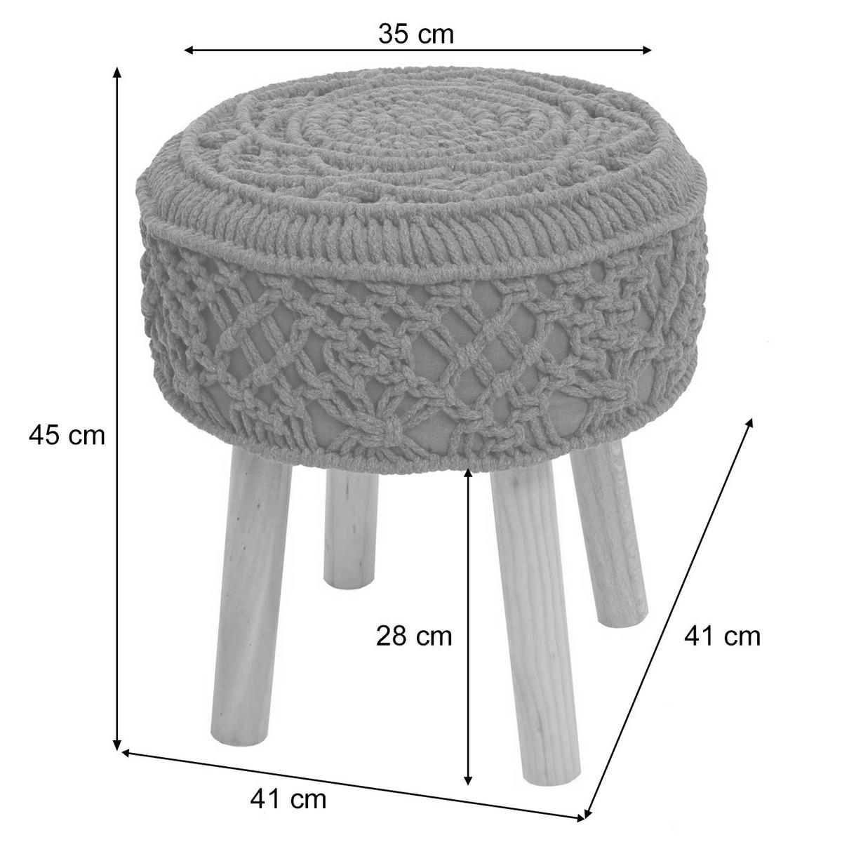 SITZHOCKER Grau - Grau, Textil (41/45/41cm) - MCW