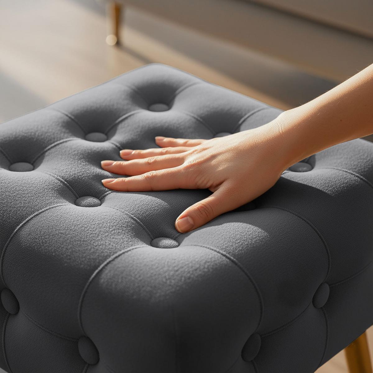 POLSTERBANK mit Samt - Optik Graphit 40/42/40 - Graphitfarben, Textil (40/42/40cm) - RAUMHIRSCH FURNITURE