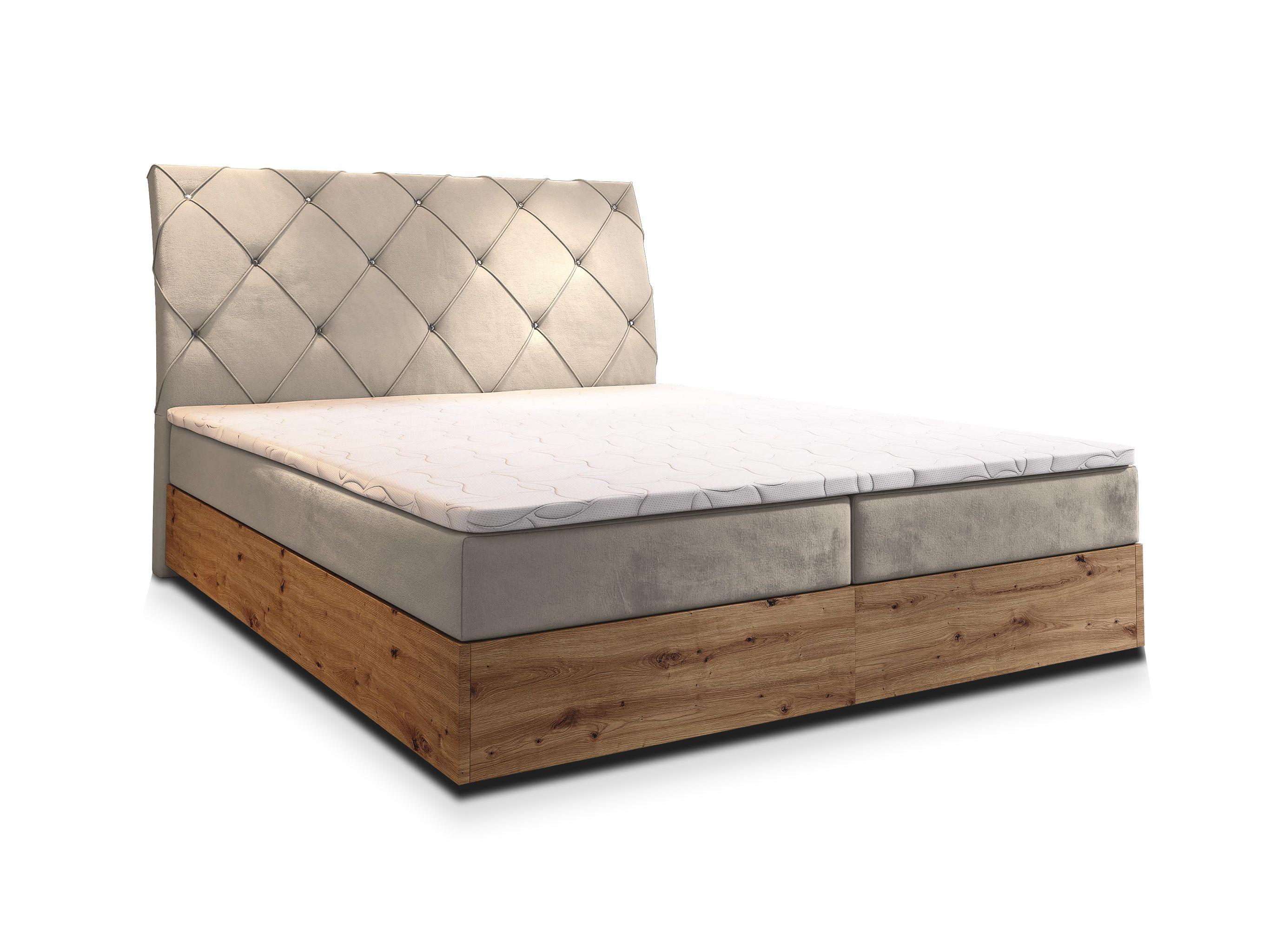 BOXBETT VELLANO 180x200 cm mit Matratze und Topper - Beige - Beige, Holz (180/200cm) - MASSENO
