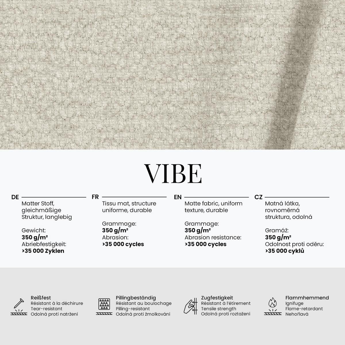 ECKSOFA ALVENO L - Creme Schenille glatt - Links Seite - Creme/Schwarz, Textil/Metall (218/344cm) - MKS