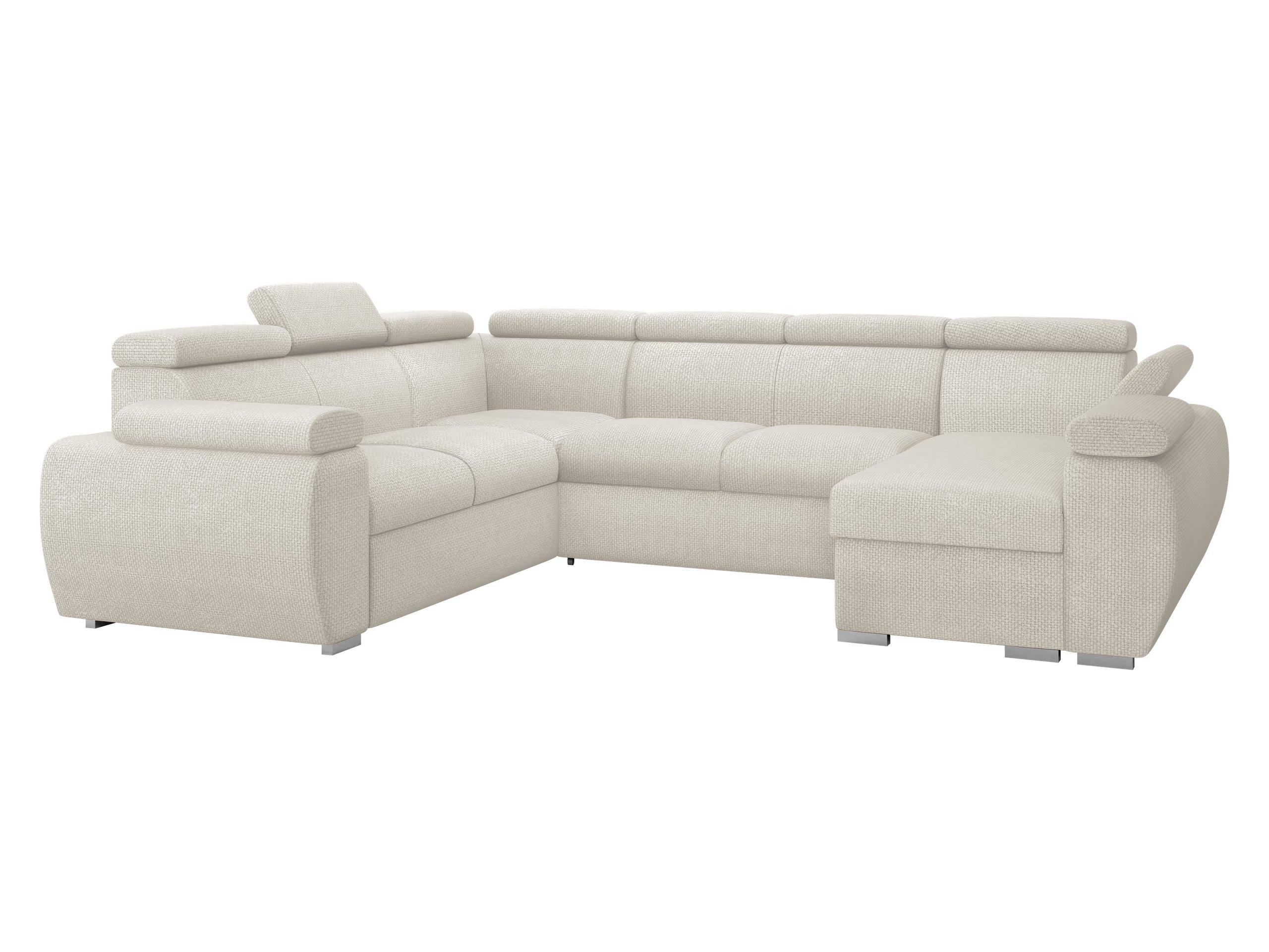 WOHNLANDSCHAFT Boston U, Seite: Rechts - 2R+R+2P+LC - Chromfarben/Creme, Holz/Textil (325/98/260cm) - MIRJAN24