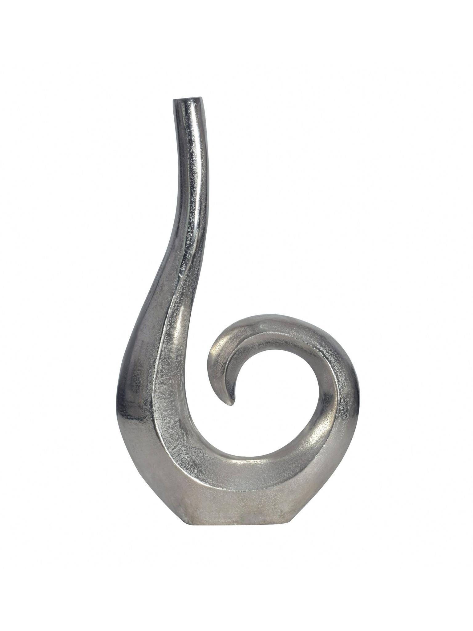 METALLVASE BAVENO, Aluminium, handgefertigt, Silber, 26 x 8 x 47 cm - Silberfarben, Metall (47cm) - KADIMA DESIGN
