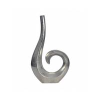 METALLVASE BAVENO, Aluminium, handgefertigt, Silber, 26 x 8 x 47 cm - Silberfarben, Metall (47cm) - KADIMA DESIGN