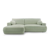 ECKCOUCH L Form Peoni Salbeigrün 267/168/87 cm mit Schlaffunktion L - Pastellgrün/Schwarz, Kunststoff/Textil (168/267cm) - AX Living