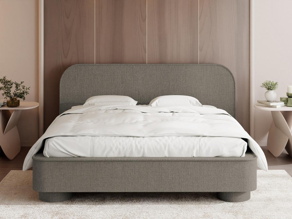 POLSTERBETT Aurora mit Bettkasten, Lattenrost & gepolsterten Füßen in Taupe Chenille 140x200 cm - Taupe/Beige, Holzwerkstoff/Textil (140/200cm) - WFL GROUP