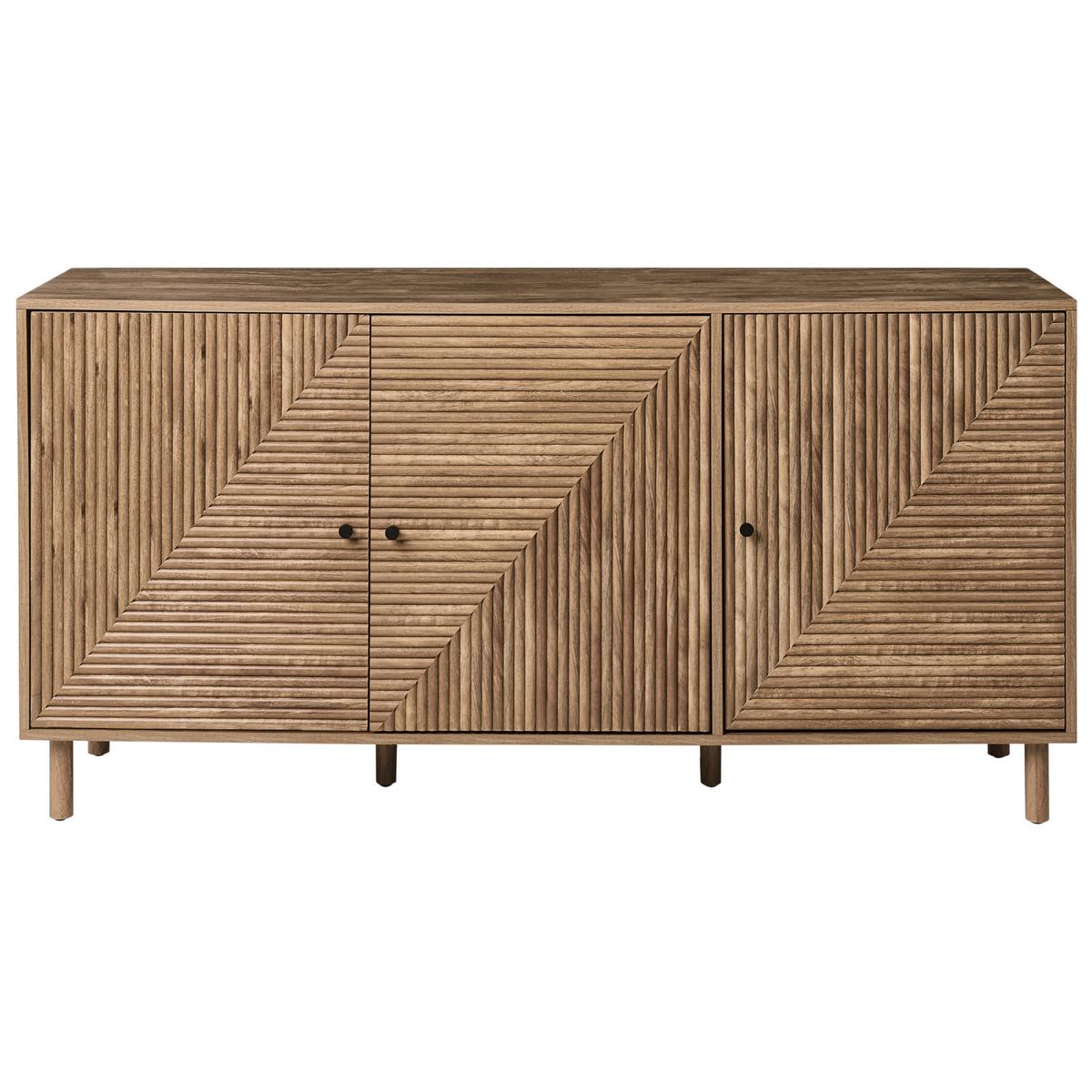 SIDEBOARD mit 3 Türen Hellbraun Ronge - Hellbraun/Braun, Holz/Holzwerkstoff (150/75/40cm) - Beliani