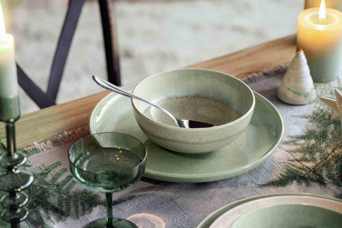 FRÜHSTÜCKS-SET Perlemor Alga grün 6-tlg. - Grün, Keramik (28/22/38cm) - like.Villeroy & Boch