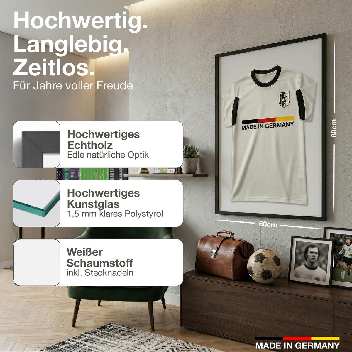 TRIKOTRAHMEN 60/80 mit weißem Hintergrund - Schwarz, Holz (60/80cm) - K-Möbel