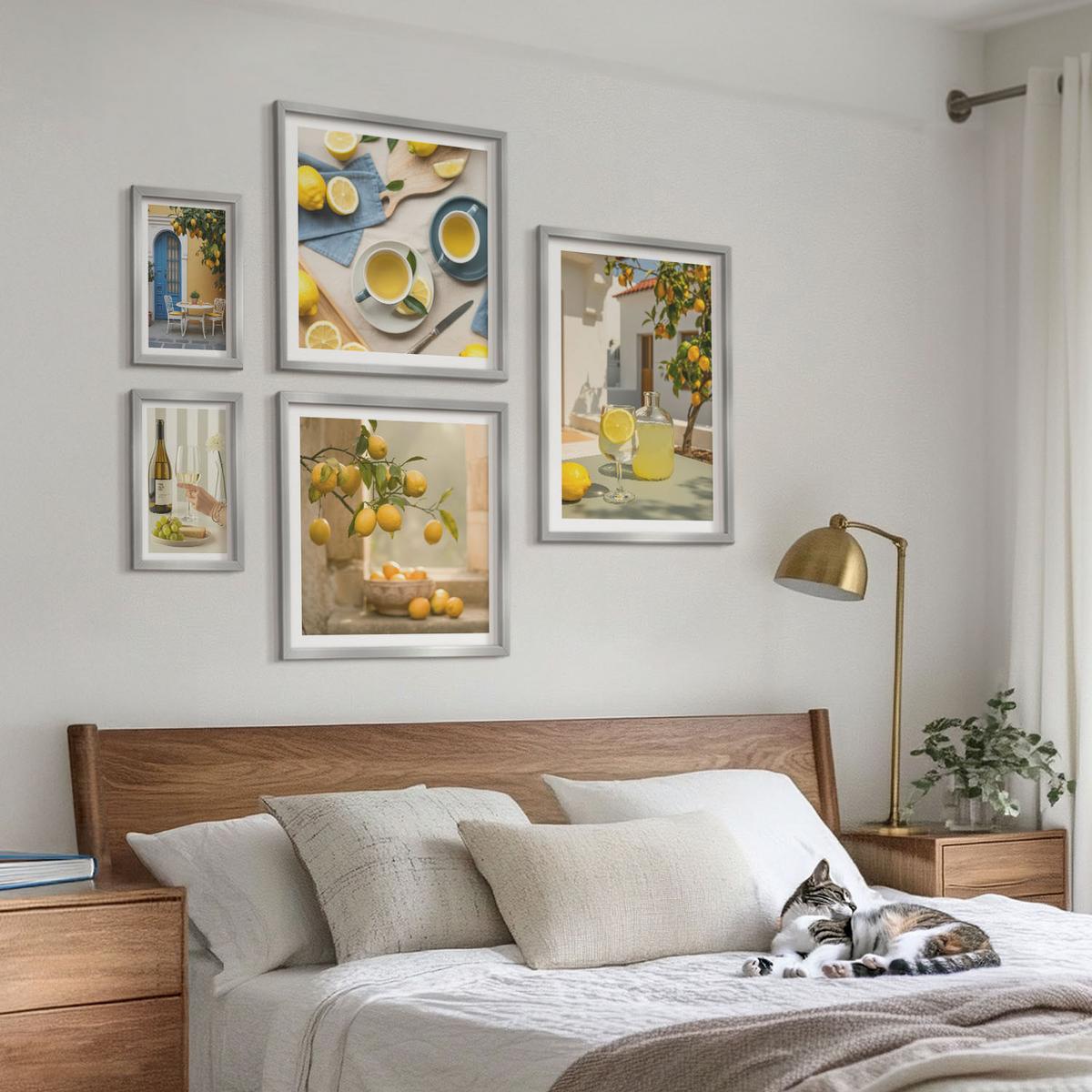 BILDER SET 5er Set - 50x50 cm & 20x30 cm & 40x60 cm Silberner Rahmen - Patio Sun Limonade - Silberfarben, Kunststoff (40/60cm) - TULUP