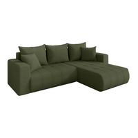 ECKSOFA mit Schlaffunktion Ottomane Rechts MILA-L 277x194x86 Grün Bouclé - Schwarz/Olivgrün, Holzwerkstoff/Kunststoff (277/194cm) - ALTDECOR