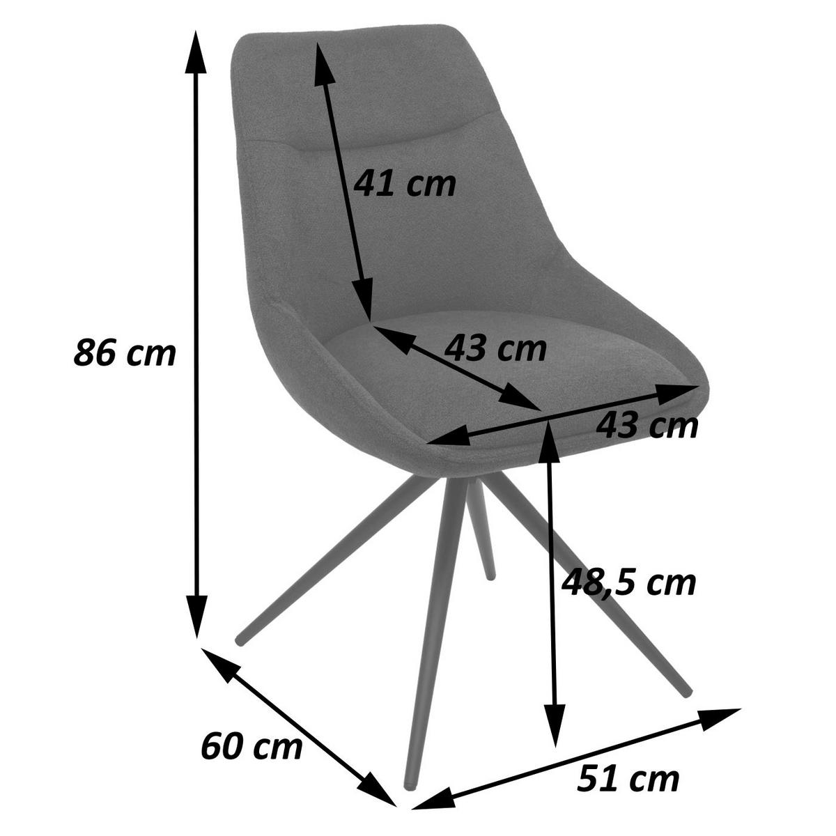 ESSZIMMERSTUHL Anthrazit 2er-Set - Anthrazit, Textil (51/86/60cm) - MCW