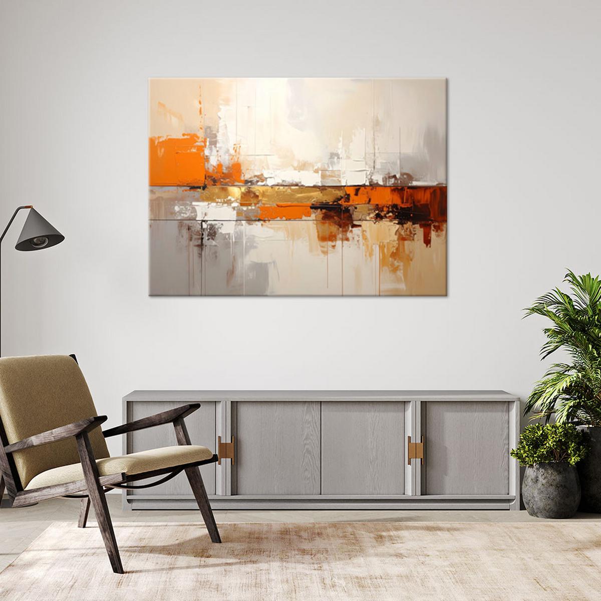 LEINWANDBILDER, Orangefarbene moderne Abstrakt - Orange, Textil (30/20cm) - Feeby