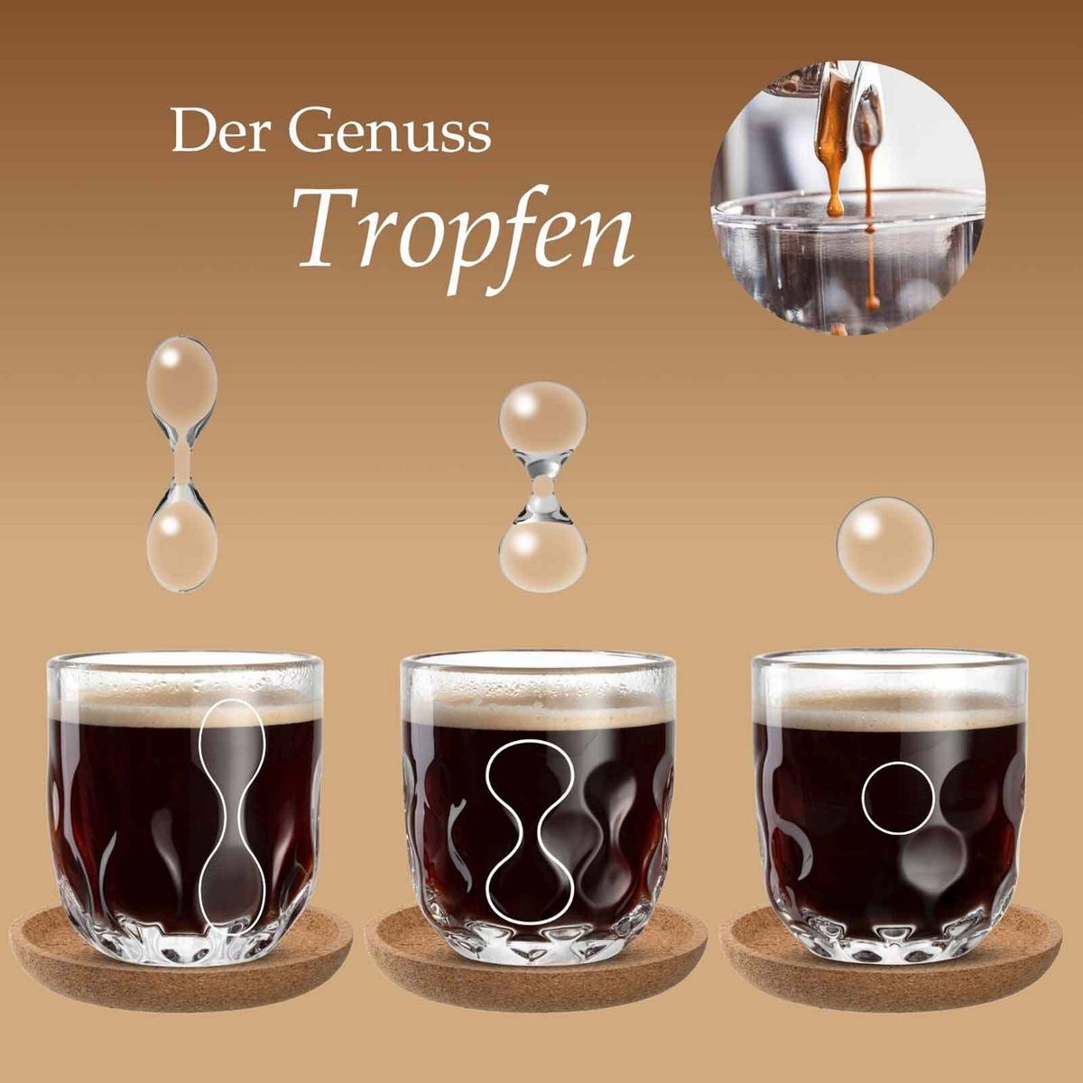 KAFFEEGLÄSER (3) Gocce transparent 220 ml 6er Set - Transparent, Glas (7.6/8.5/7.6cm) - Leonardo Living
