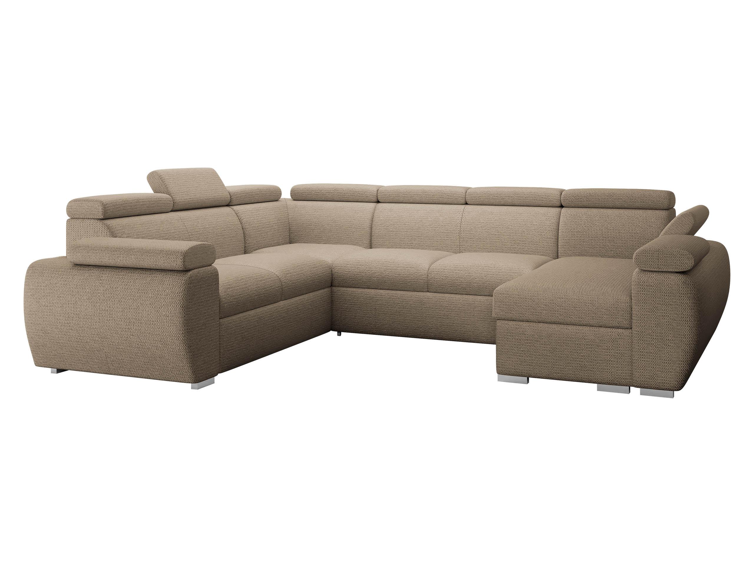 WOHNLANDSCHAFT Boston U, Seite: Rechts - 2R+R+2P+LC - Chromfarben/Beige, Holz/Textil (260/98/325cm) - MIRJAN24