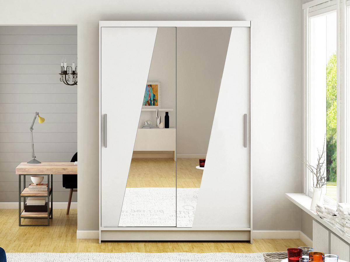 KLEIDERSCHRANK Miami VIII - Silberfarben/Weiß, Holzwerkstoff/Kunststoff (120/200/58cm) - MIRJAN24