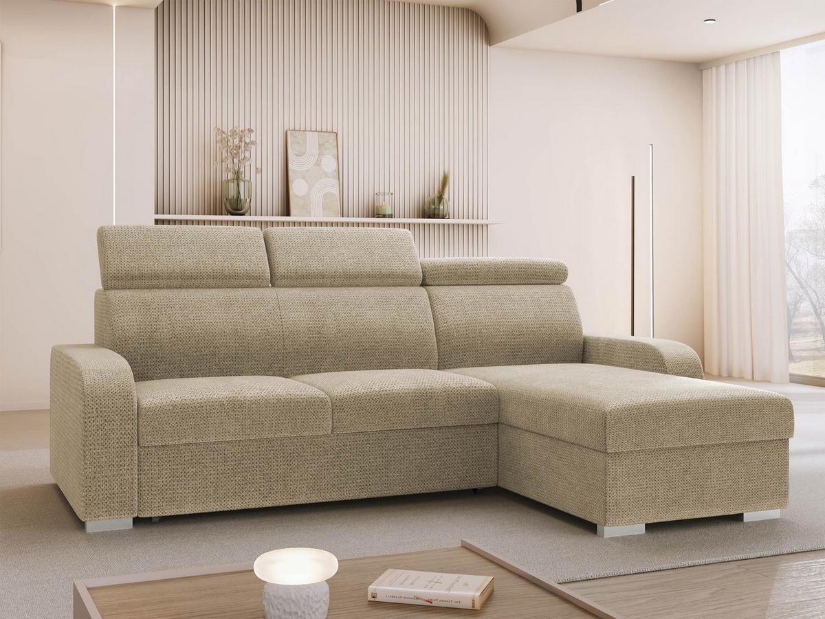 ECKSOFA Oslo 2rLC - Beige/Silberfarben, Holz/Textil (235/170cm) - MIRJAN24