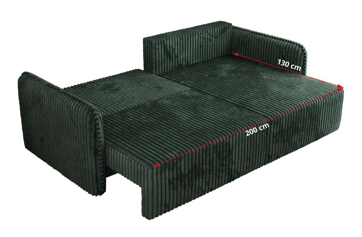ECKSCHLAFSOFA MESTO L Grün Cord - rechts - Schwarz/Grün, Kunststoff/Textil (147/227cm) - MKS