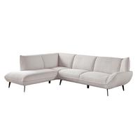 ECKSOFA CALLA Cremeweiß Cord - Creme/Schwarz, Textil (274/203cm) - KAWOLA