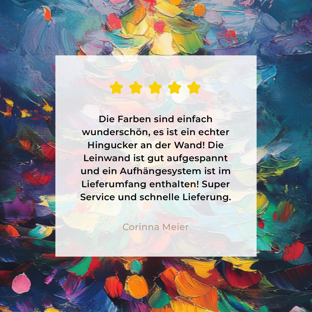 LEINWANDBILD Weihnachtsbaum - Weihnachten - Abstrakt - Farbenfroh Gemälde 60x40 cm - Multicolor, Textil (60/40cm) - MuchoWow