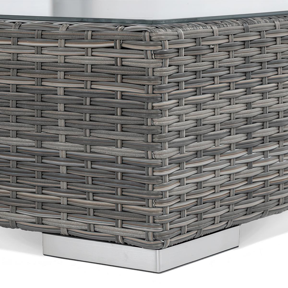 GARTENSET Firenze, aus Technorattan, Ecksofa und Kaffeetisch, für 4 Personen, Dunkelgrau - Dunkelgrau/Beige, Naturmaterialien - Beautysofa