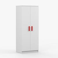 DREHTÜRENSCHRANK 80/192/50 cm 2-türig Jonas I 06 Weiß/Weiß + rote Griffe - Rot/Weiß, Holz/Holzwerkstoff (80/193/50cm) - imoebel24
