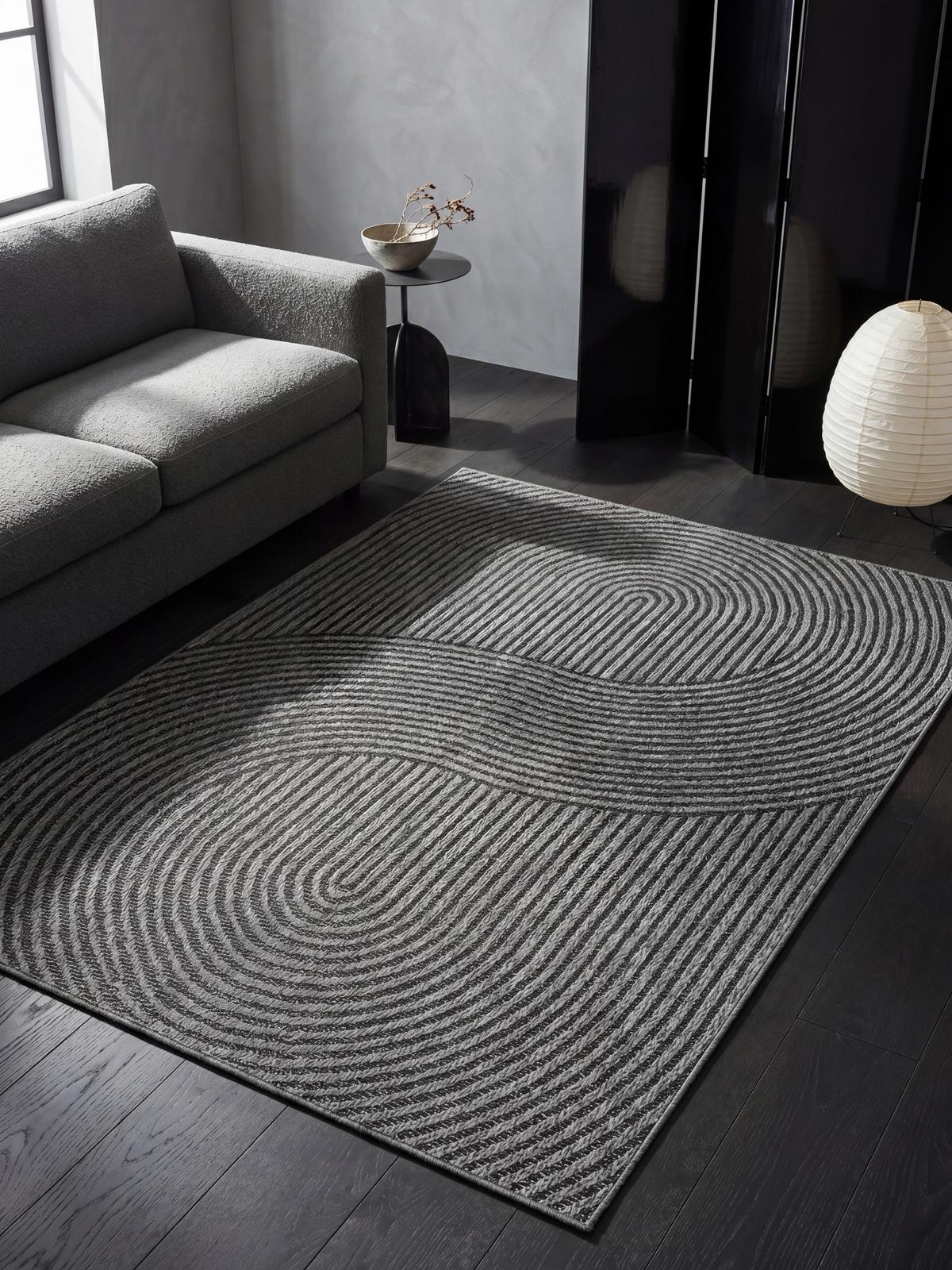 FLACHWEBTEPPICH Geometrisch BORNO Polypropylen Anthrazit 120 x 170 cm - Anthrazit, Textil (120/170cm) - KADIMA DESIGN