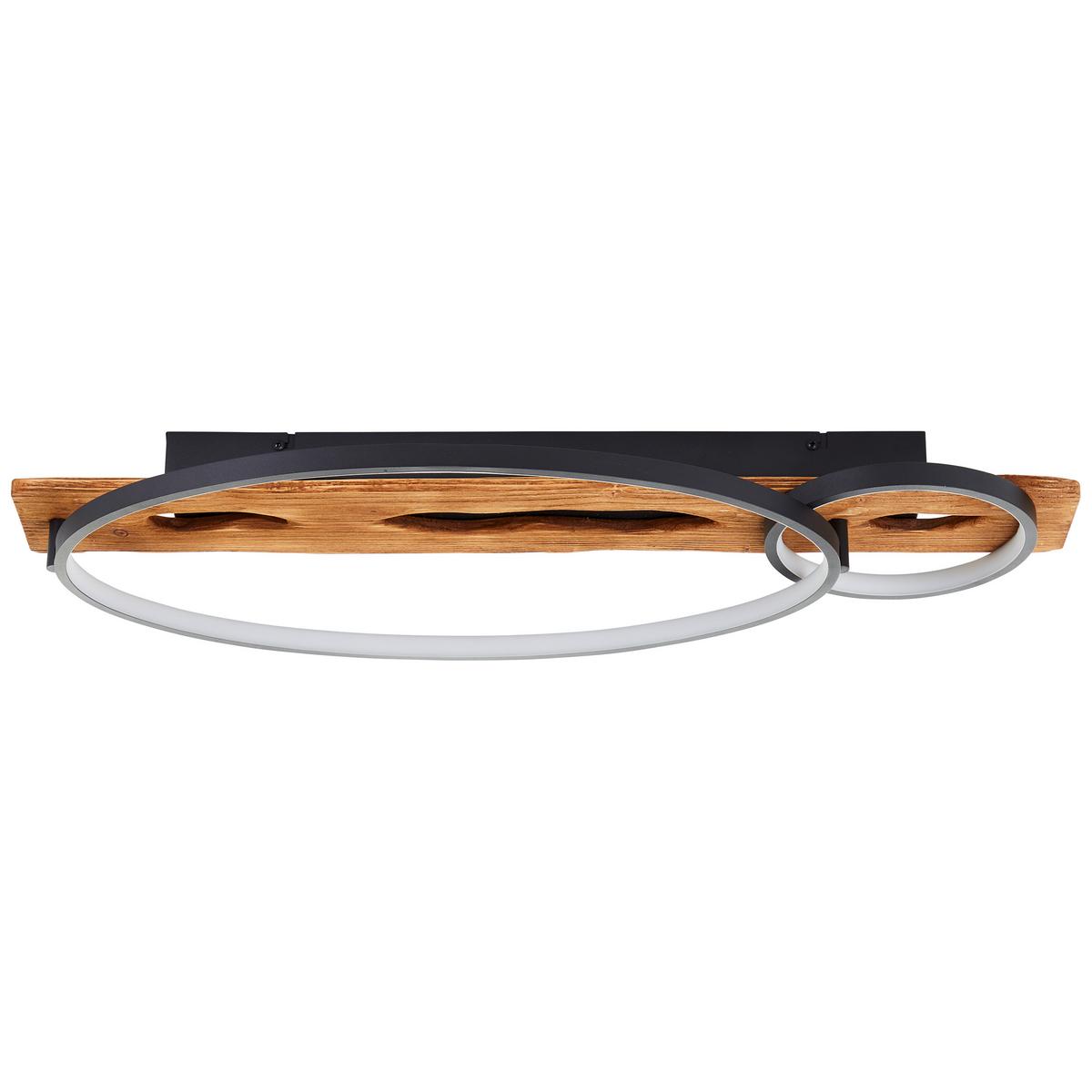 LED DECKENLEUCHTE Pirus Schwarz/Holz 30,5/70/8,5 cm - Multicolor, Holz (30.5/70/8.5cm) - Brilliant