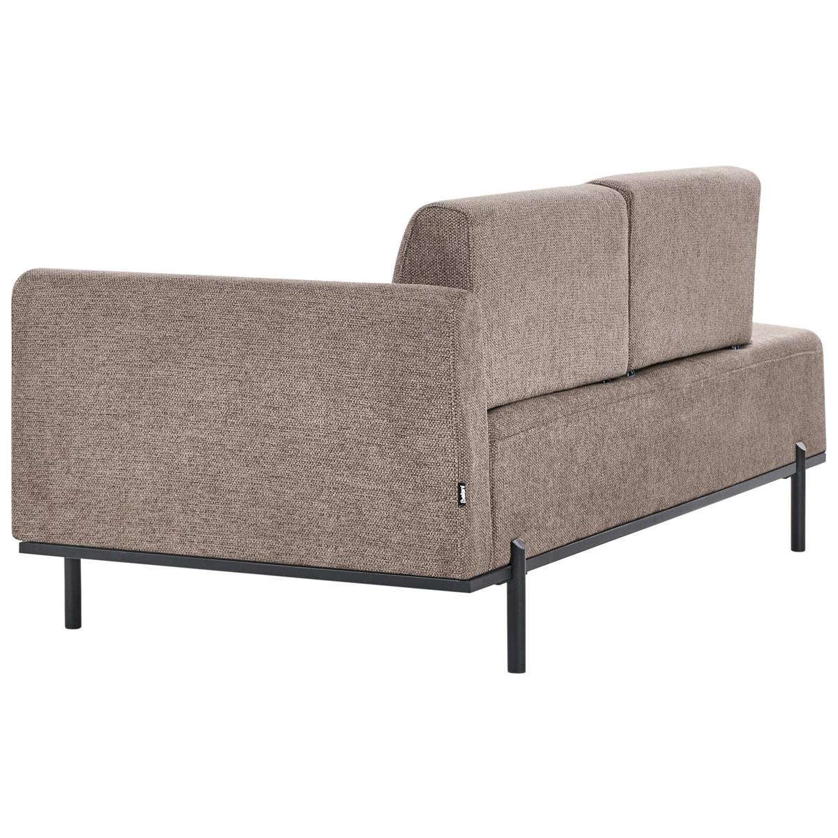 CHAISELONGUE Kunstleinen Hellbraun Savasse - Hellbraun/Schwarz, Textil (170/78/85cm) - Beliani