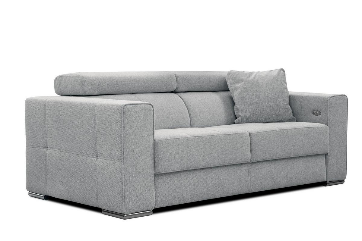 SOFA QUARTZ 3-Sitzer mit Ausziehsitz, silberfarben - Silberfarben, Holzwerkstoff/Textil (202/80/102cm) - Wozimo