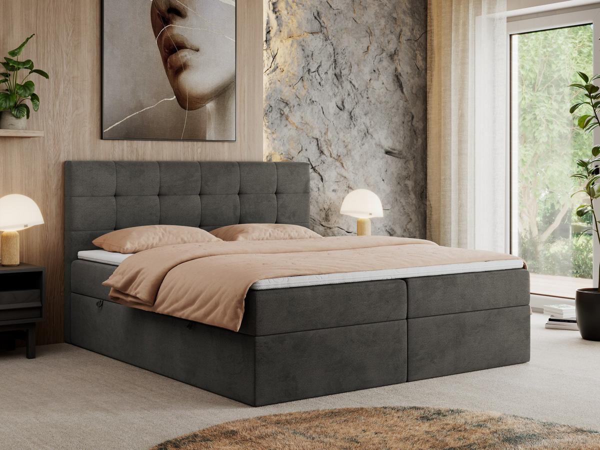 BOXBETT CENTO 120/200 Grau Velvet - H3 - Grau, Holz/Textil (120/200cm) - MKS