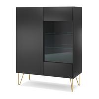 VITRINE in Graphitfarben - Graphitfarben, Holzwerkstoff (97/122/37cm) - MASSENO