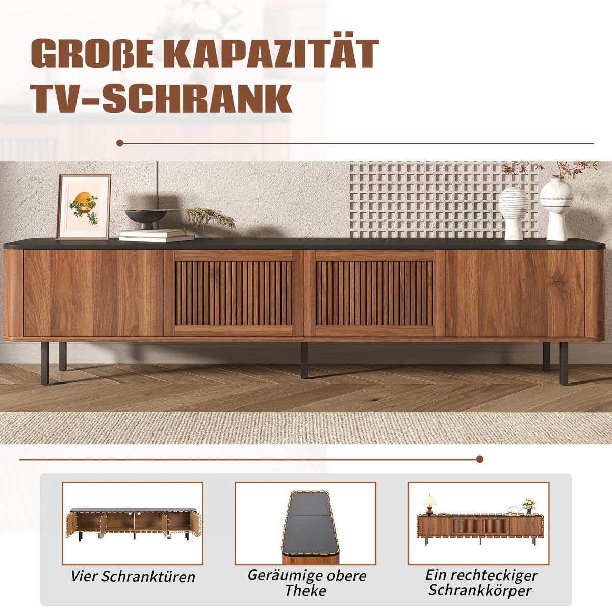 TV LOWBOARD walnuss schwarz modern 190cm stauraum - Walnussfarben, Holzwerkstoff (190/45/35cm) - Urban Meuble