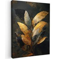 LEINWANDBILD Golden Leaf Komposition - Botanical Luxury Room Decor 30x40 cm - Goldfarben/Schwarz, Textil (30/40cm) - MuchoWow