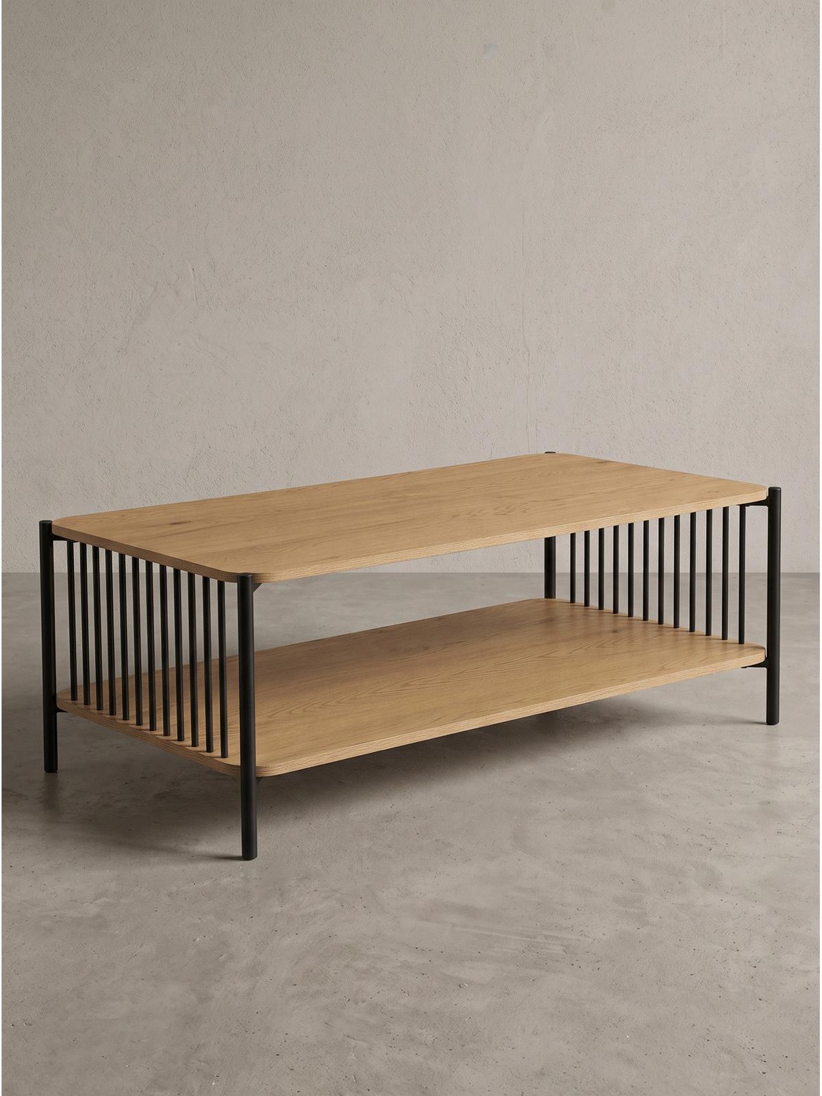COUCHTISCH KAMARI, MDF, mit Stauraum, in Holzoptik, Eichenoptik, 110 x 60 x 42 cm - Schwarz/Braun, Holzwerkstoff/Metall (60/110/42cm) - KADIMA DESIGN