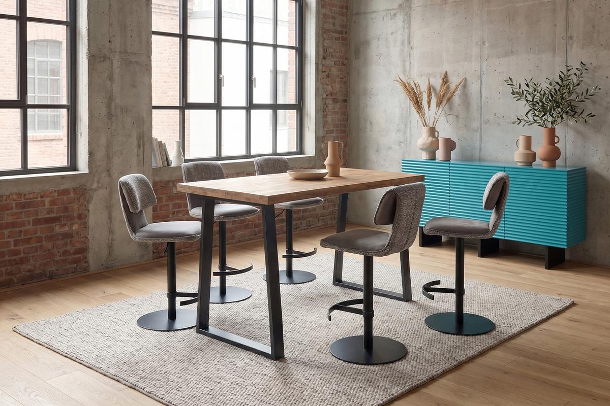BARHOCKER LILIANA Grau Webstoff Drehbar (360°) (1er-Set) - Grau, Kunststoff/Textil (46/91/61cm) - KAWOLA